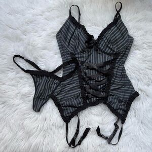 Morbid Threads Striped corset Bustier set